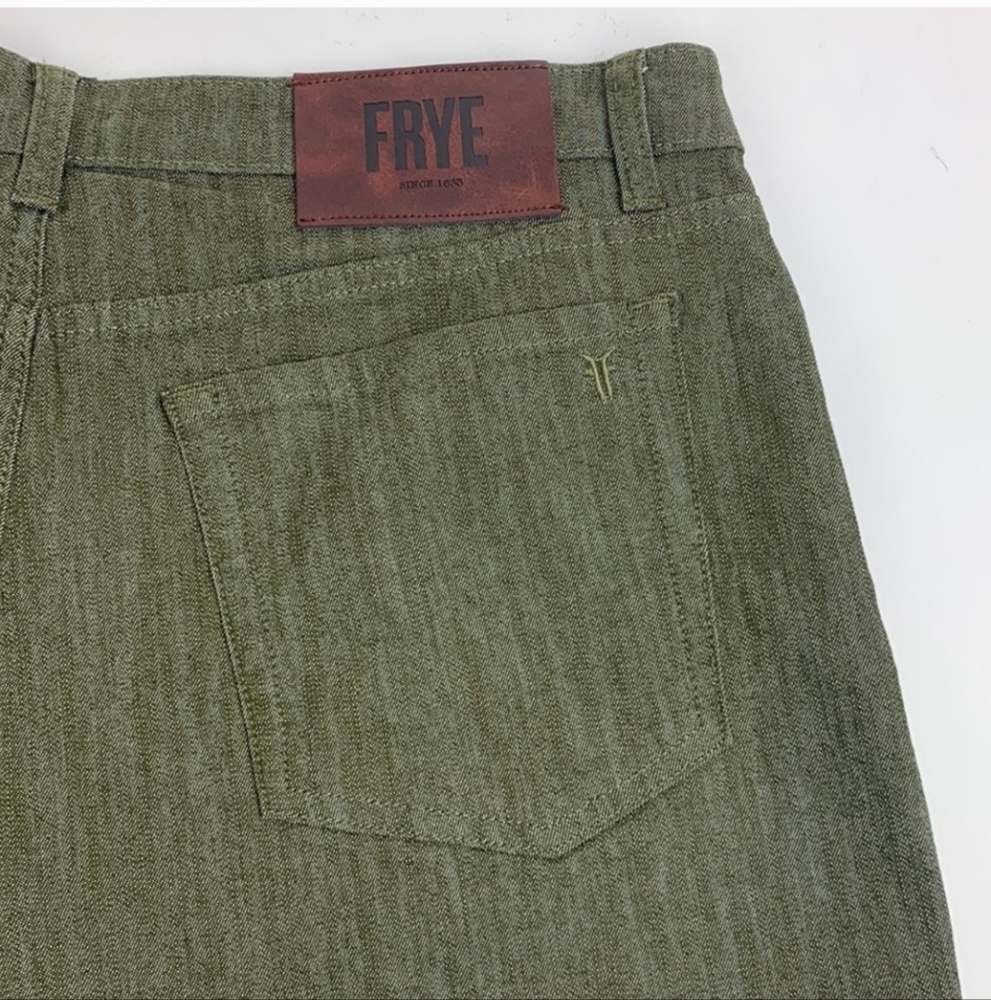 Frye Heritage Olive Green Shorts Raw Hem - Picture 5 of 9